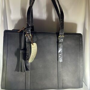 Ecosusi Gray Vegan Leather Laptop Messenger Business Work Bag - BRAND NEW